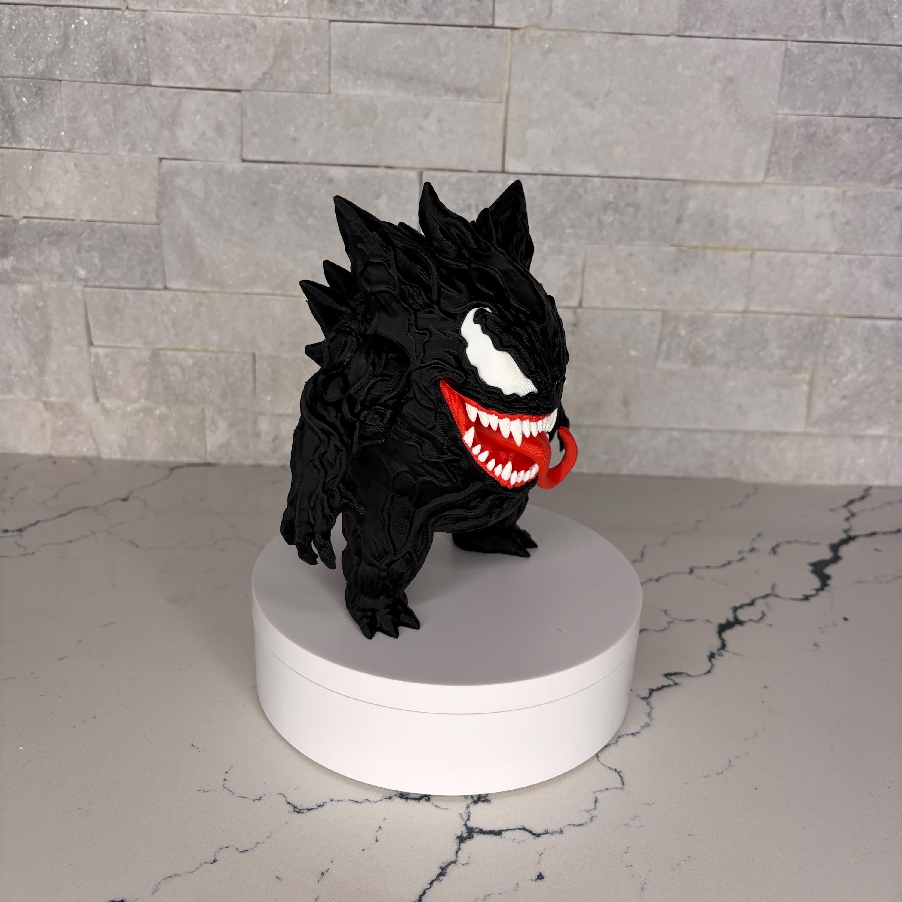 Venom-Gengar Shadow Figurine, Dark Symbiote Creature Statue, 3D Printed Desk Art