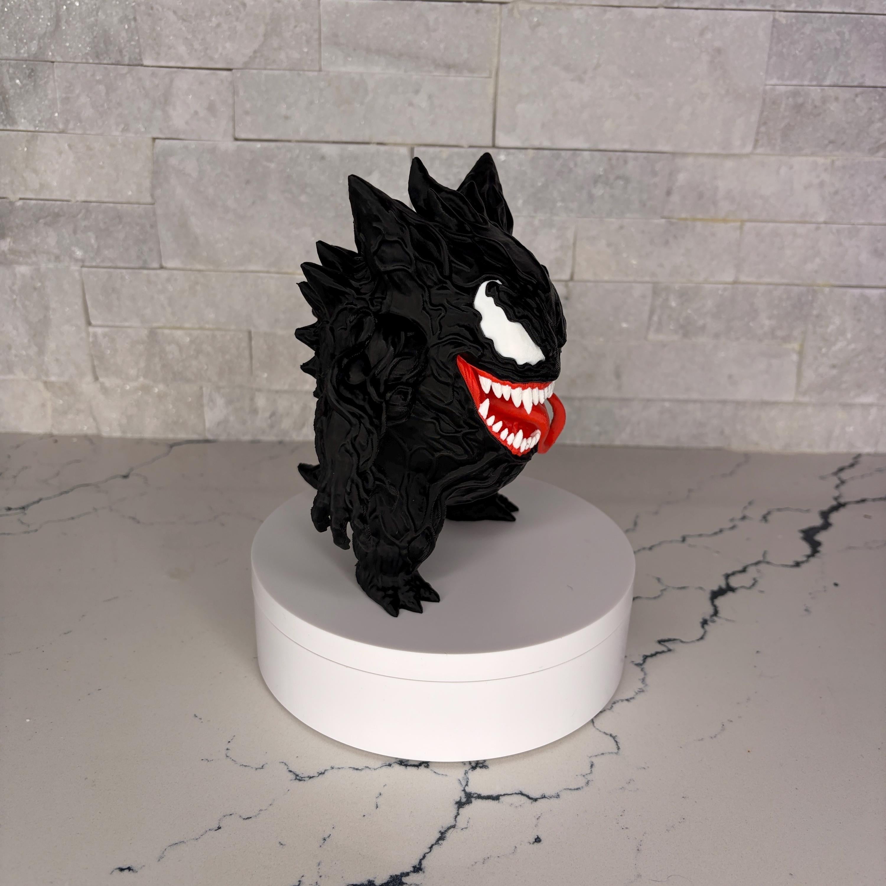 Venom-Gengar Shadow Figurine, Dark Symbiote Creature Statue, 3D Printed Desk Art