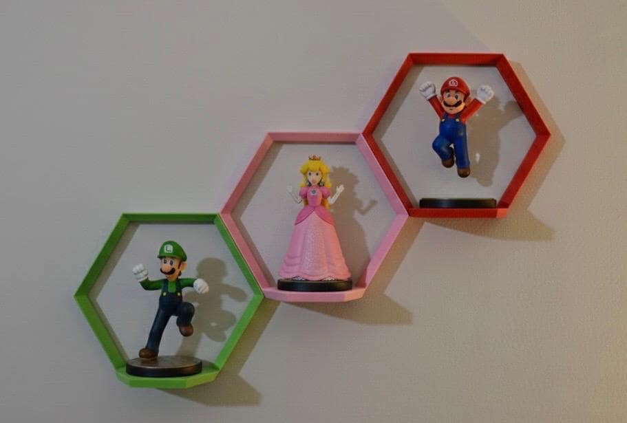 Hexagon Wall Shelf Display, Honeycomb Shelf, Amiibo and Figure Display
