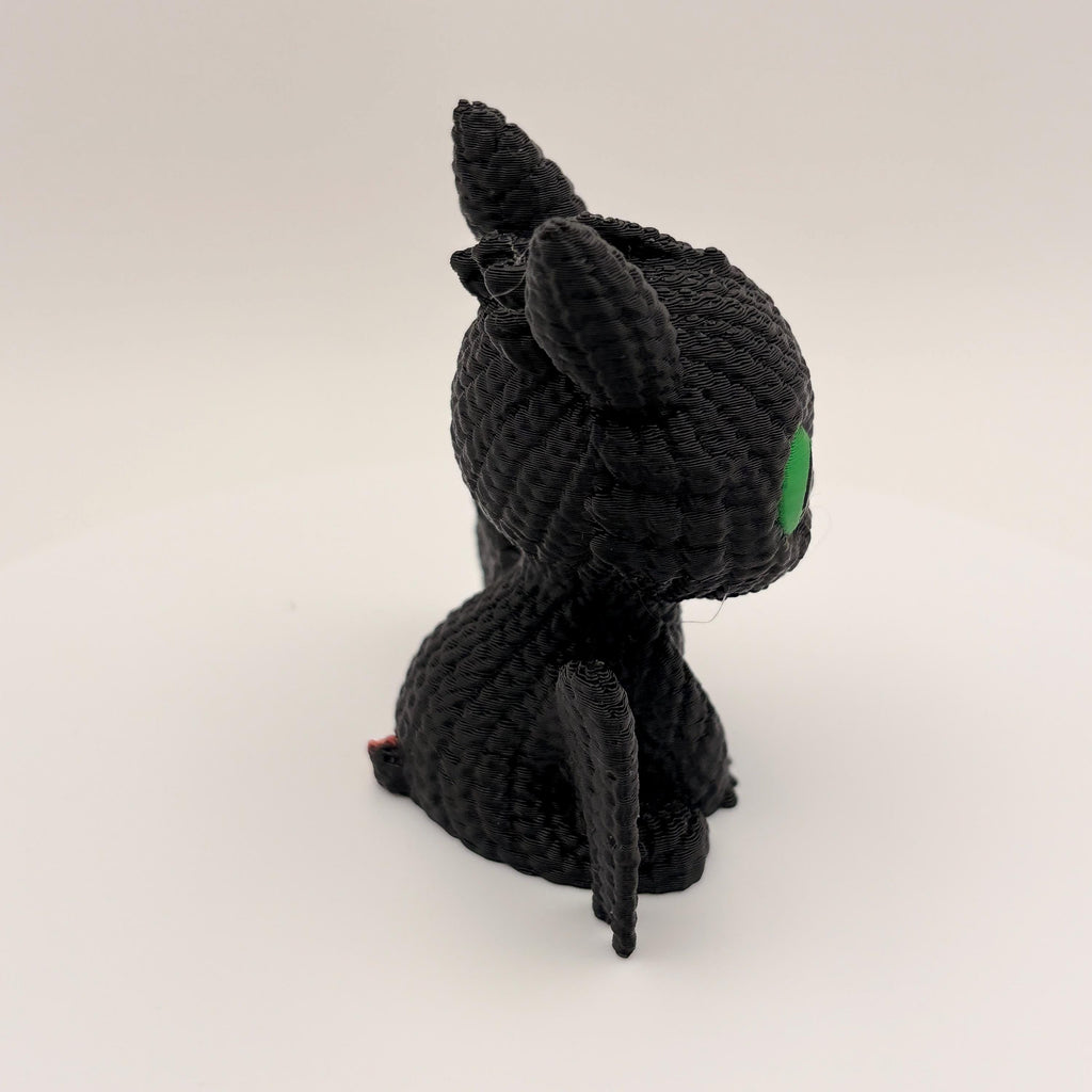 3D Printed Mini Dragon Figure, Night Fury Inspired, Desk Decor