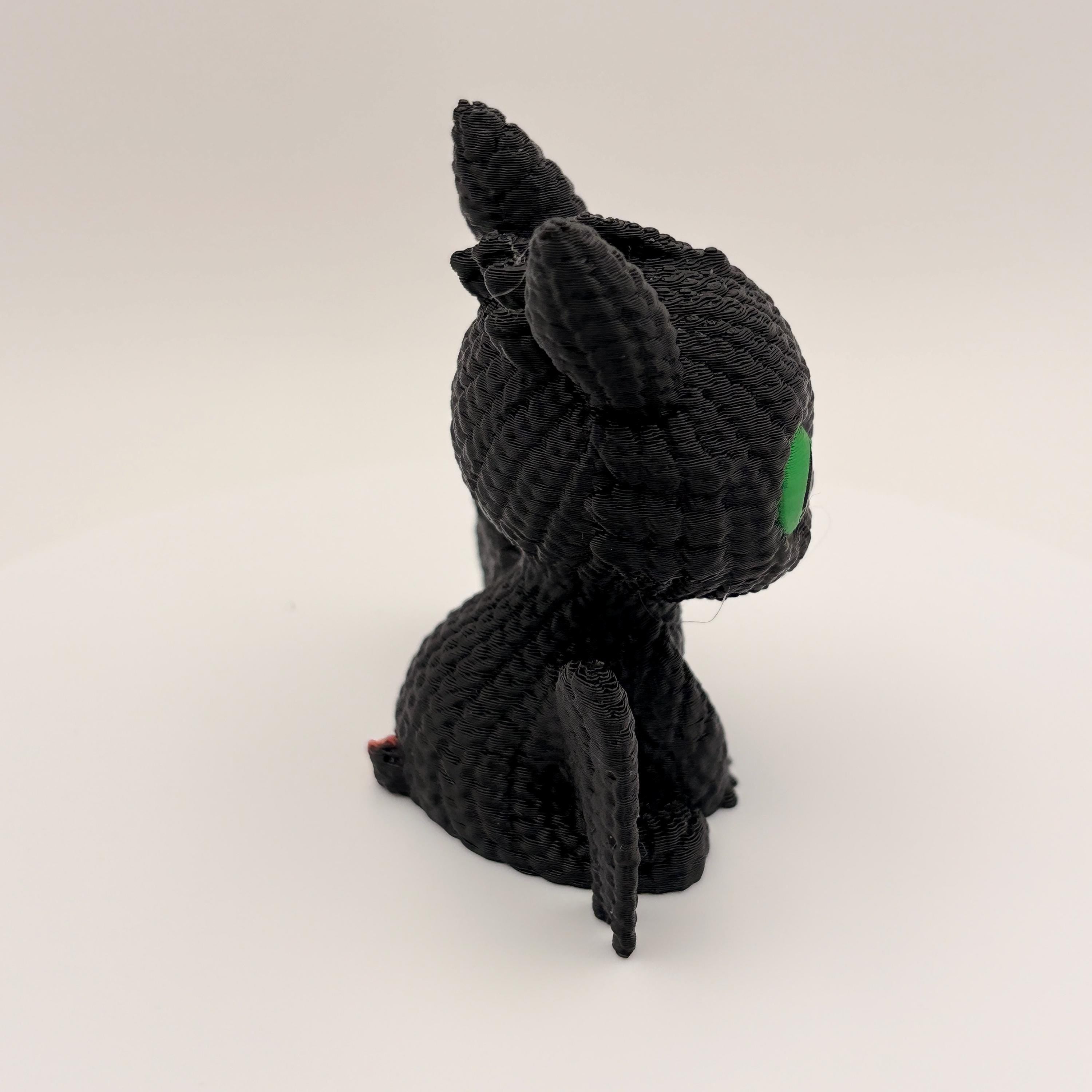 3D Printed Mini Dragon Figure, Night Fury Inspired, Desk Decor