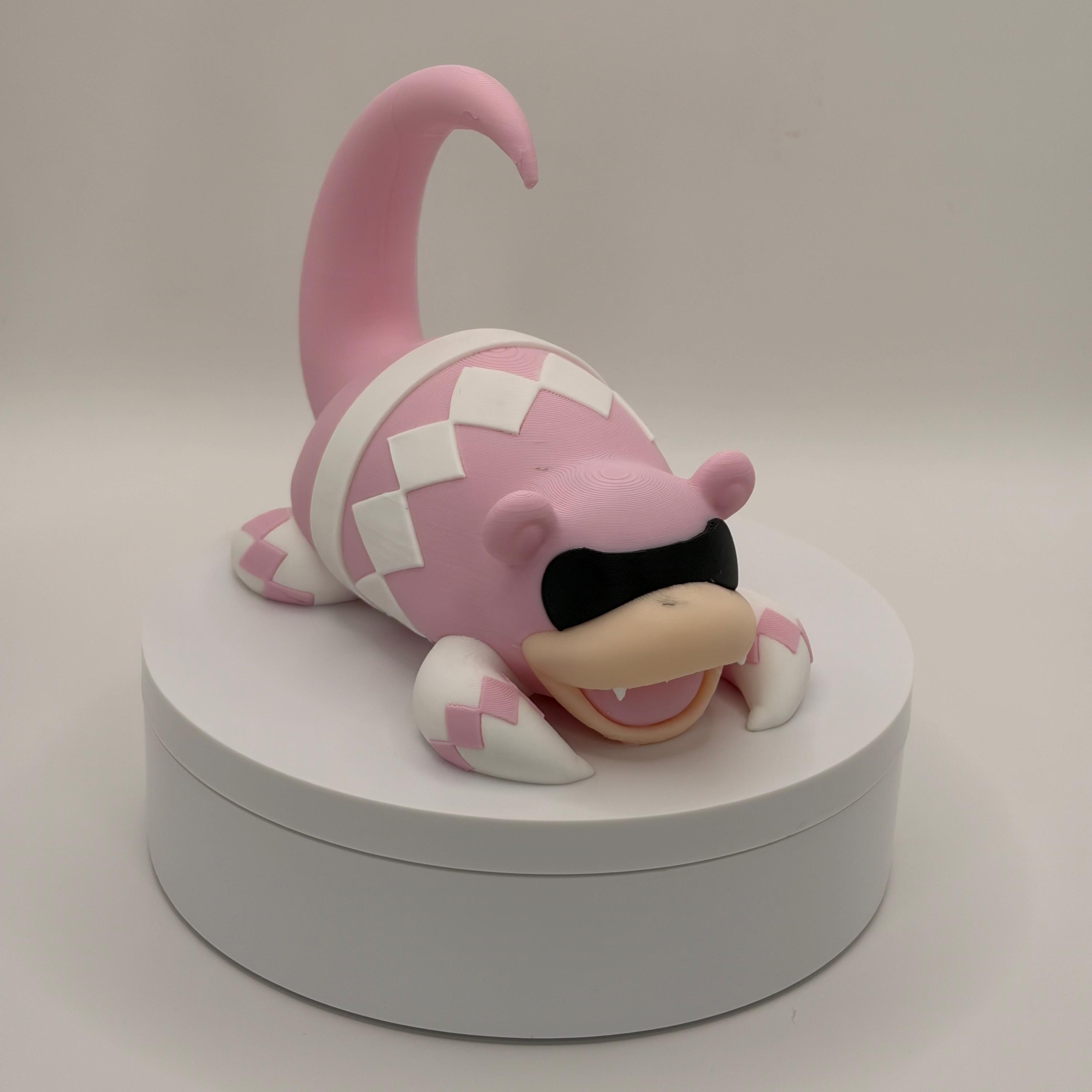 Pink Power Ranger Slowpoke Figurine, 3D Printed Pokemon Fusion, Cute Anime Collectible, Unique Gamer Gift - Licensed