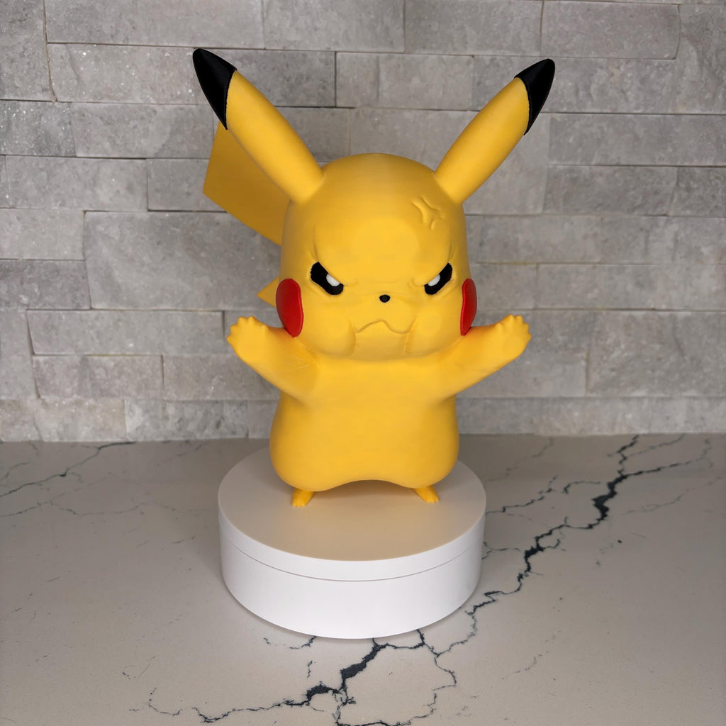 GrumpyMon Pikachu, Collector Edition, Pokémon Inspired Display Figure, Angry Pikachu Statue, Gamer Gift, Desk Decor, Fan Art