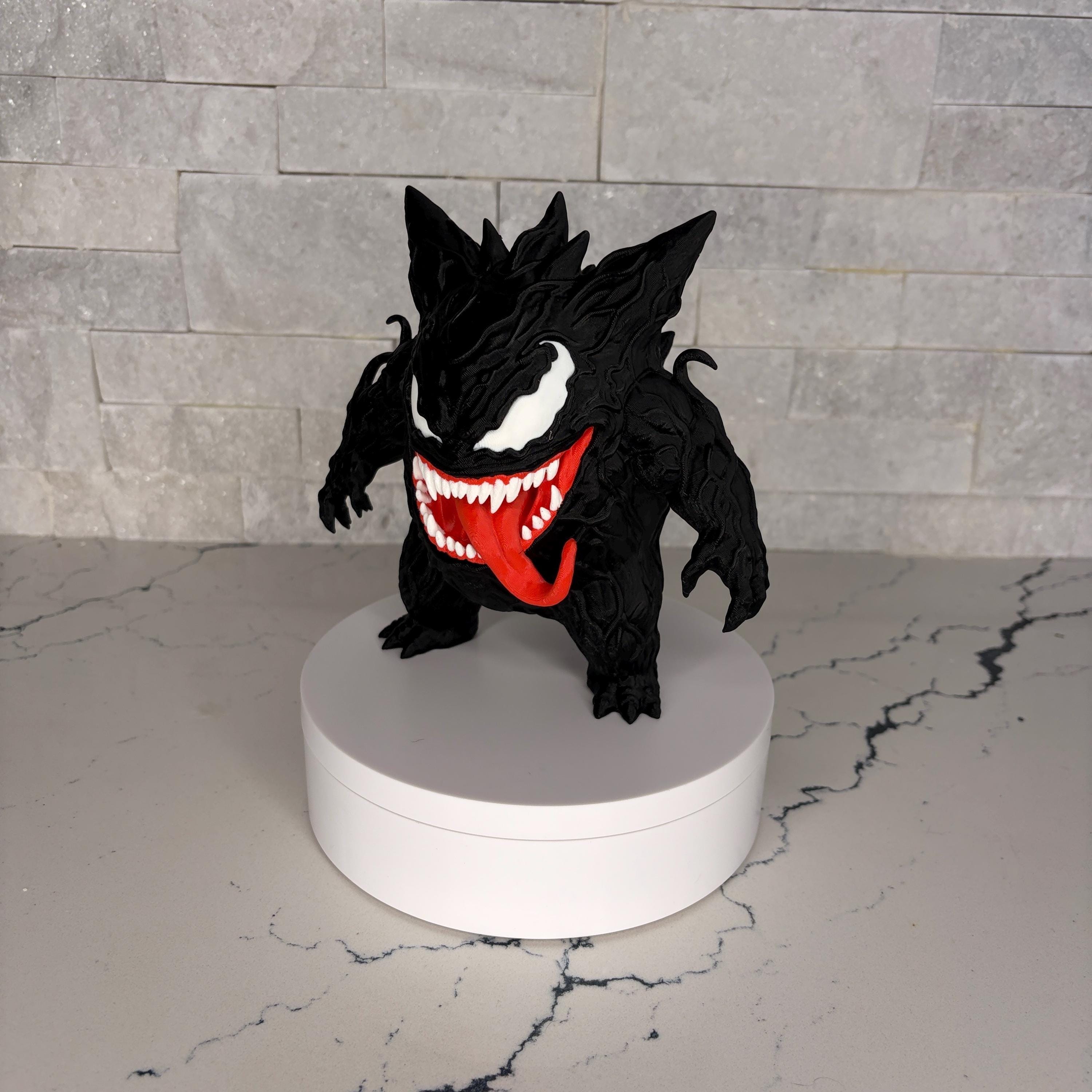 Venom-Gengar Shadow Figurine, Dark Symbiote Creature Statue, 3D Printed Desk Art