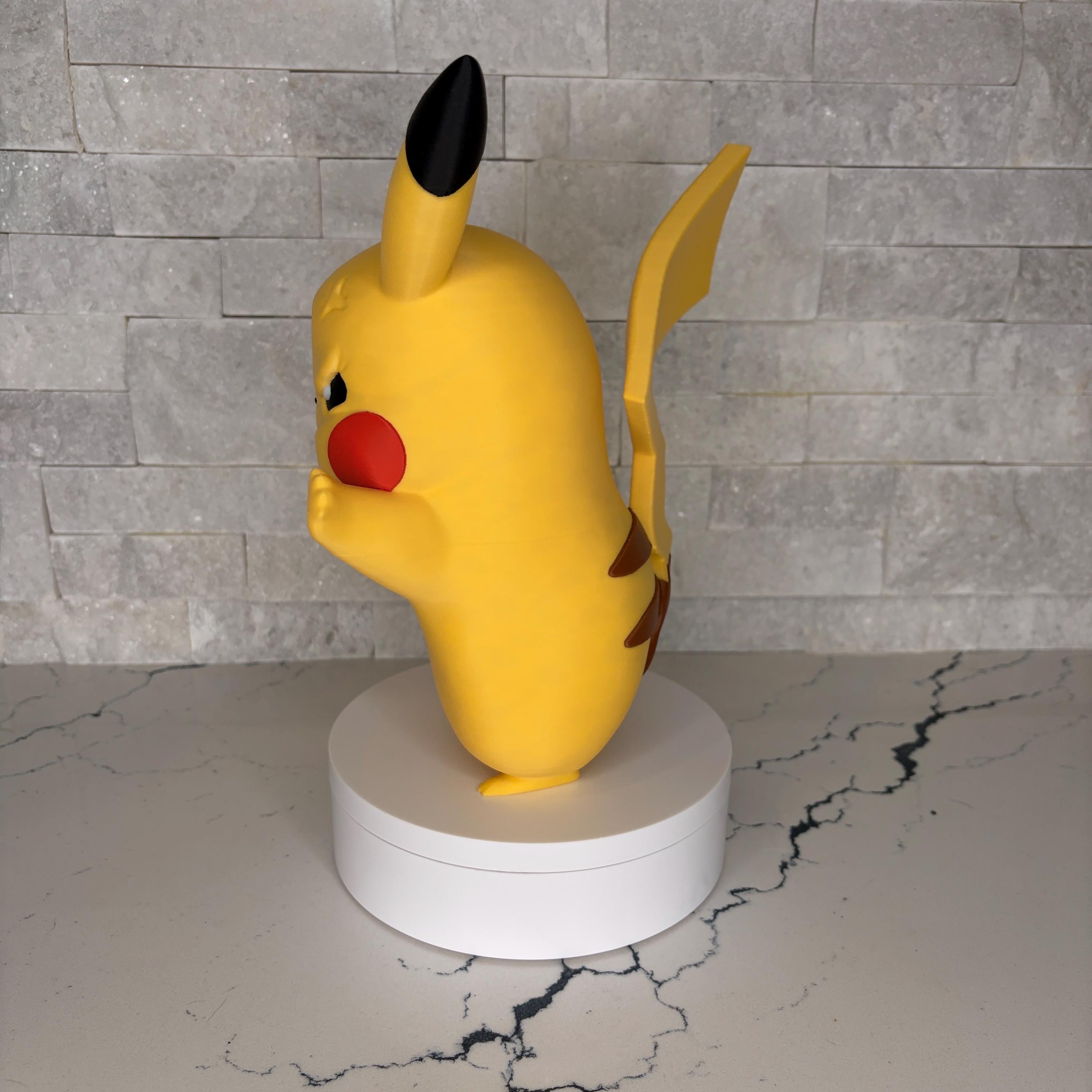 GrumpyMon Pikachu, Collector Edition, Pokémon Inspired Display Figure, Angry Pikachu Statue, Gamer Gift, Desk Decor, Fan Art