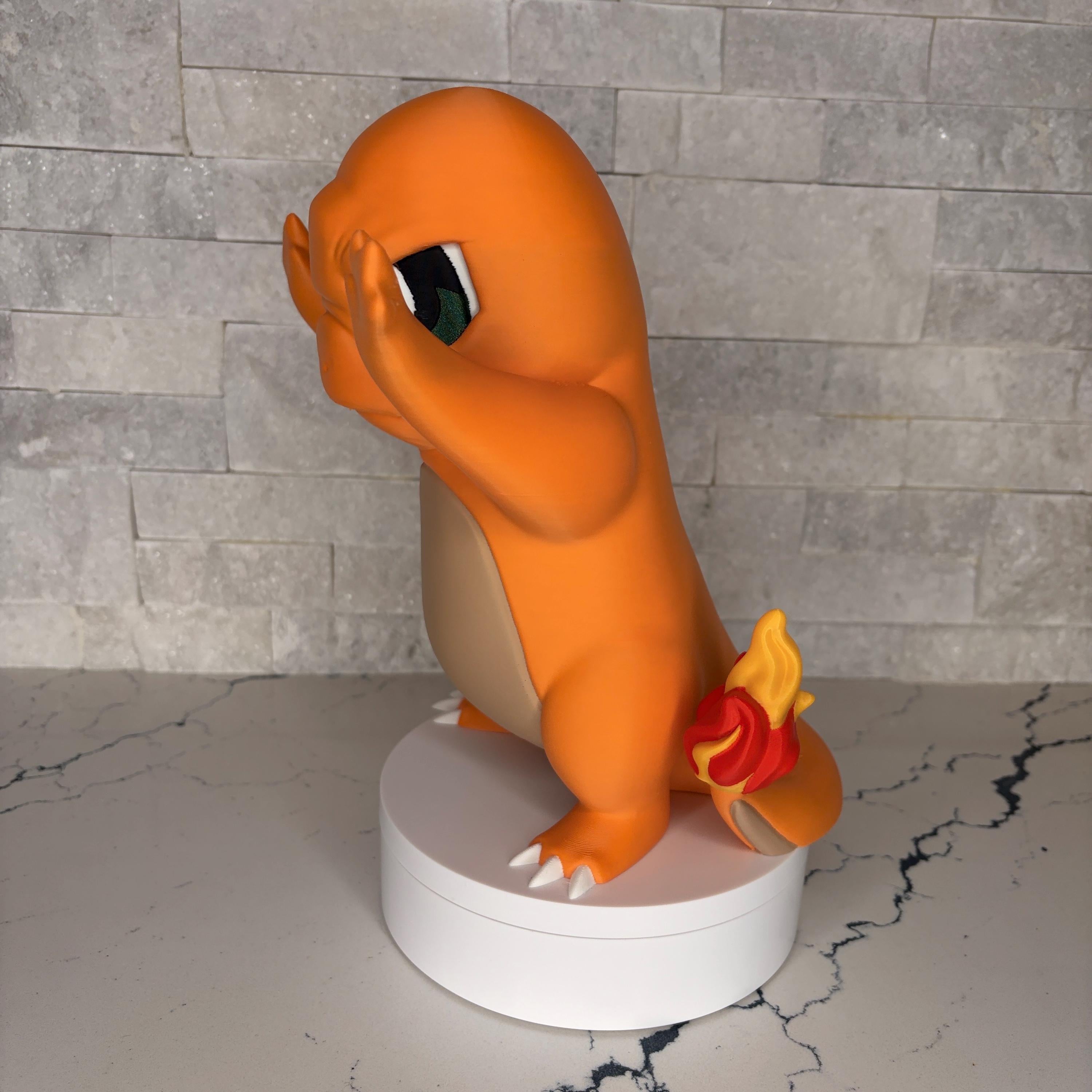Charmander GrumpyMon Pokémon Statue, 3D Printed Figure, Licensed Large Desk Decor Pokémon Collectible Gamer Gift
