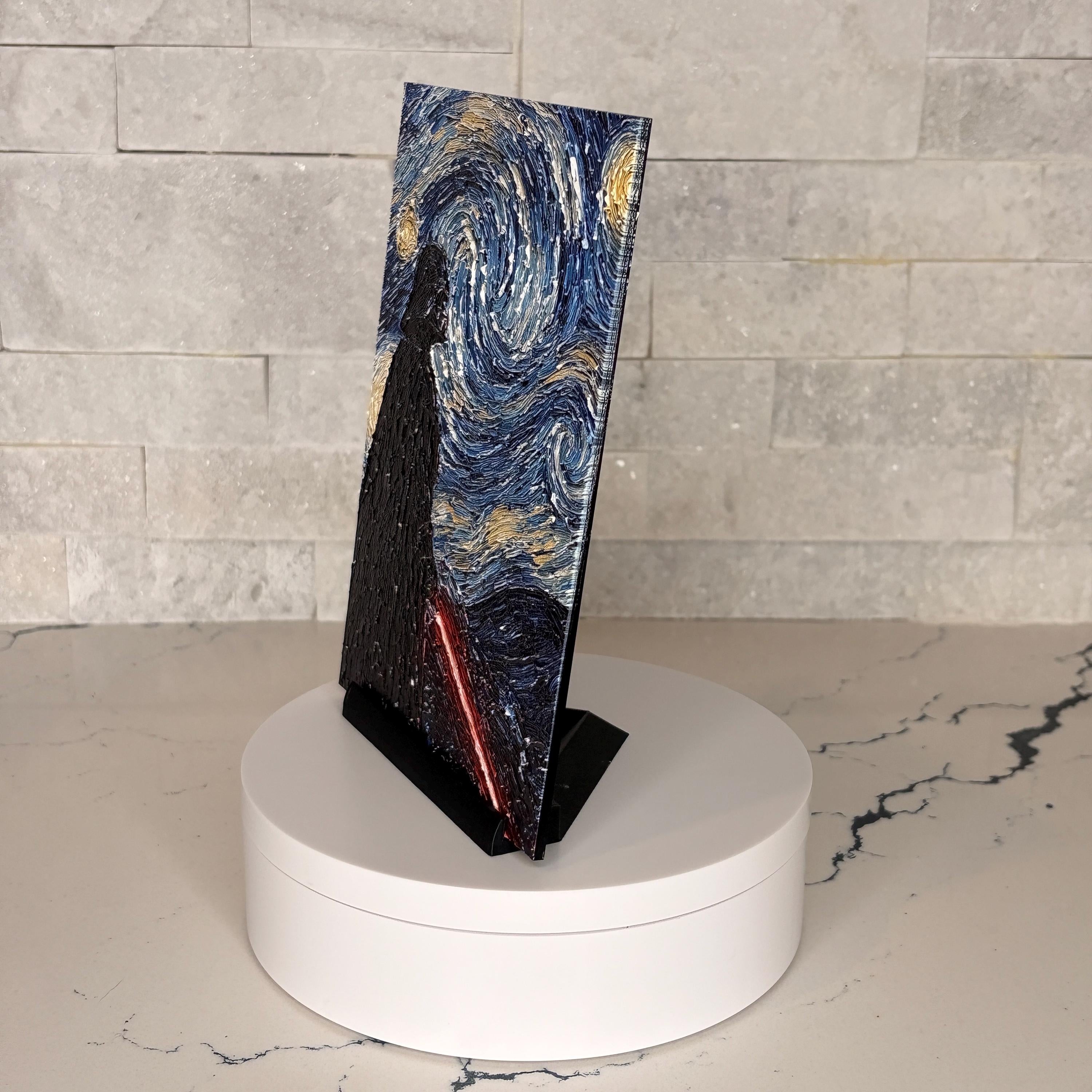 Darth Vader Starry Night Textured Acrylic Artwork, Raised UV Print Wall Decor