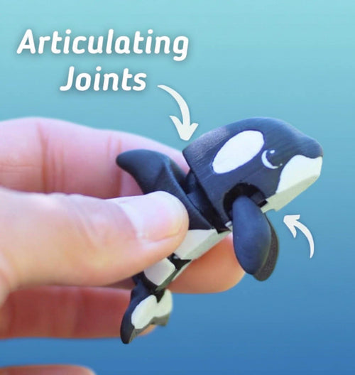 Articulated Orca Whale Fidget Toy, Posable Desk Buddy, 3D Printed Animal Figure - Licensed ForgeCore