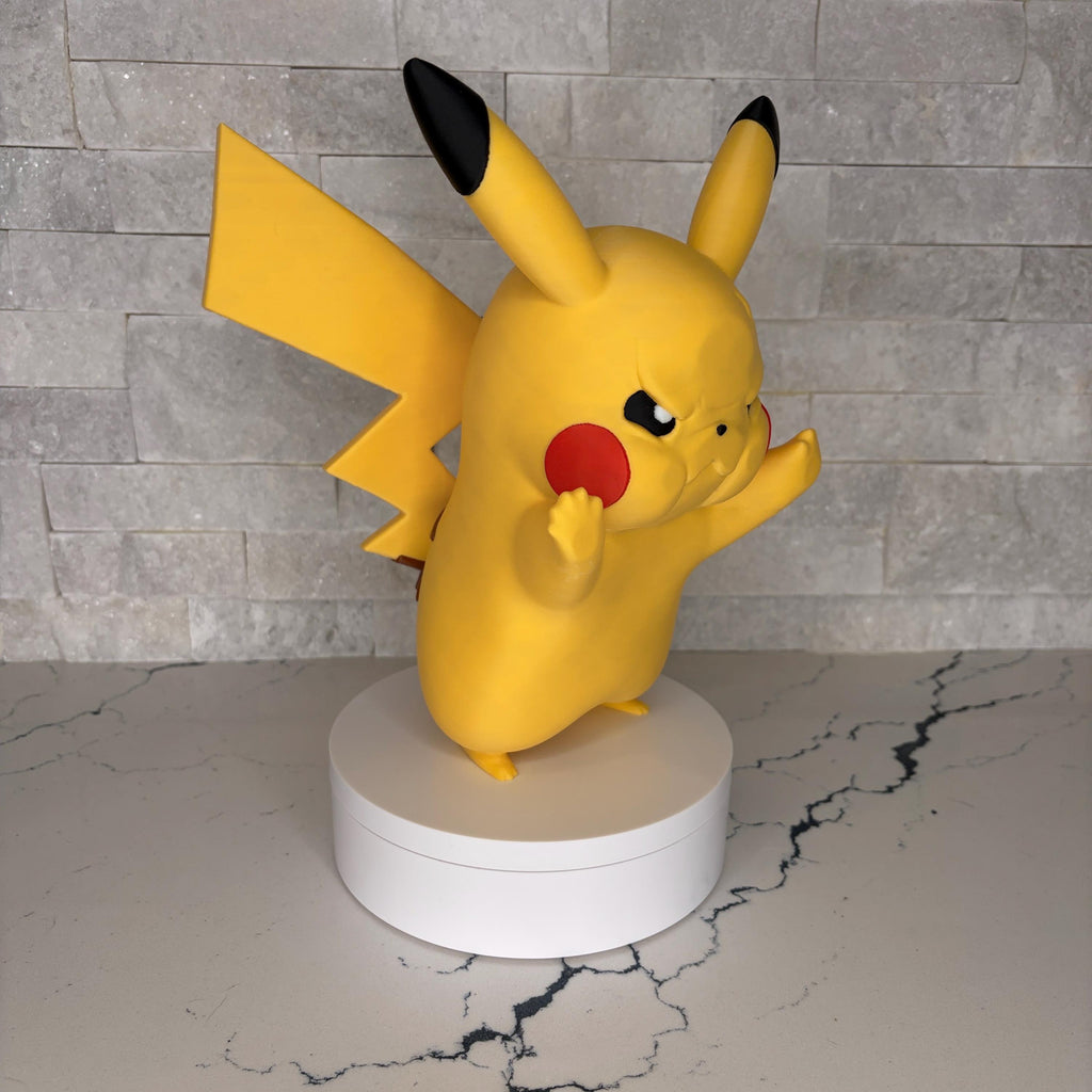 GrumpyMon Pikachu, Collector Edition, Pokémon Inspired Display Figure, Angry Pikachu Statue, Gamer Gift, Desk Decor, Fan Art