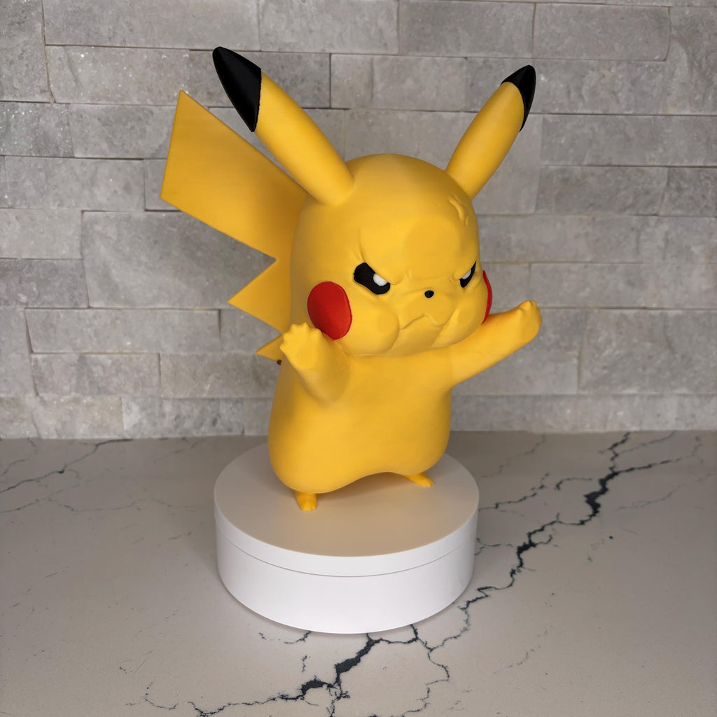 GrumpyMon Pikachu, Collector Edition, Pokémon Inspired Display Figure, Angry Pikachu Statue, Gamer Gift, Desk Decor, Fan Art