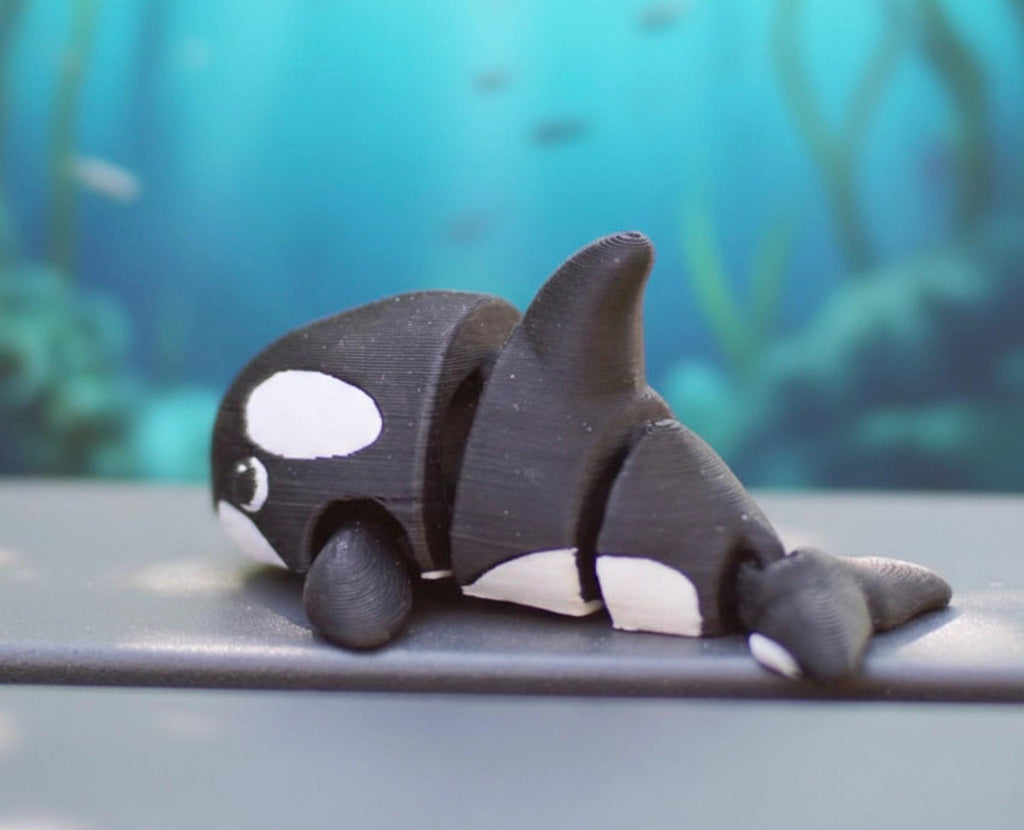 Articulated Orca Whale Fidget Toy, Posable Desk Buddy, 3D Printed Animal Figure - Licensed ForgeCore