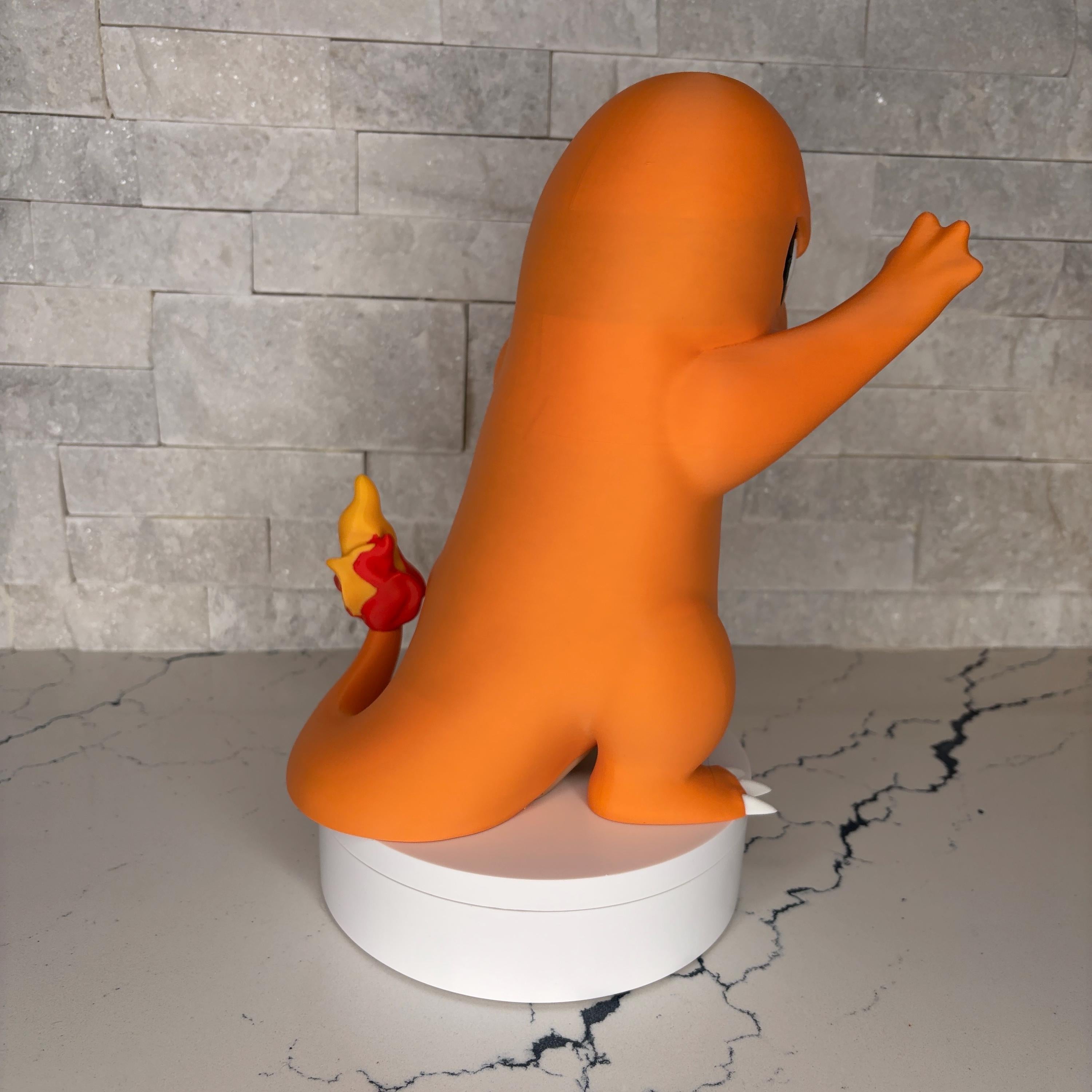 Charmander GrumpyMon Pokémon Statue, 3D Printed Figure, Licensed Large Desk Decor Pokémon Collectible Gamer Gift