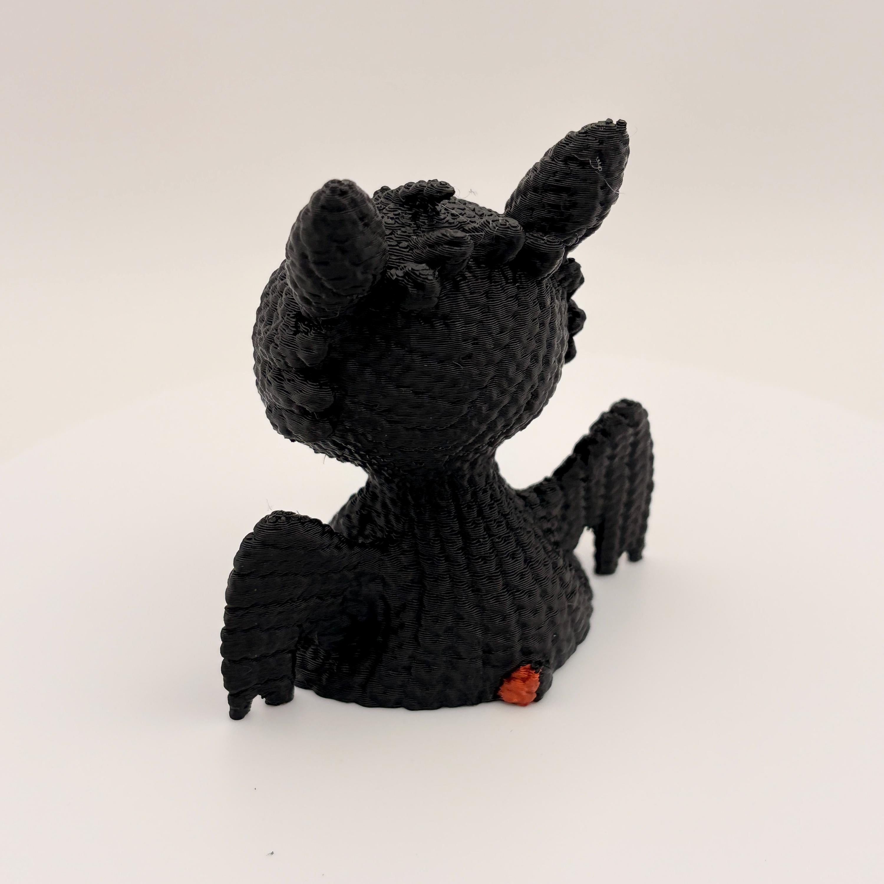 3D Printed Mini Dragon Figure, Night Fury Inspired, Desk Decor