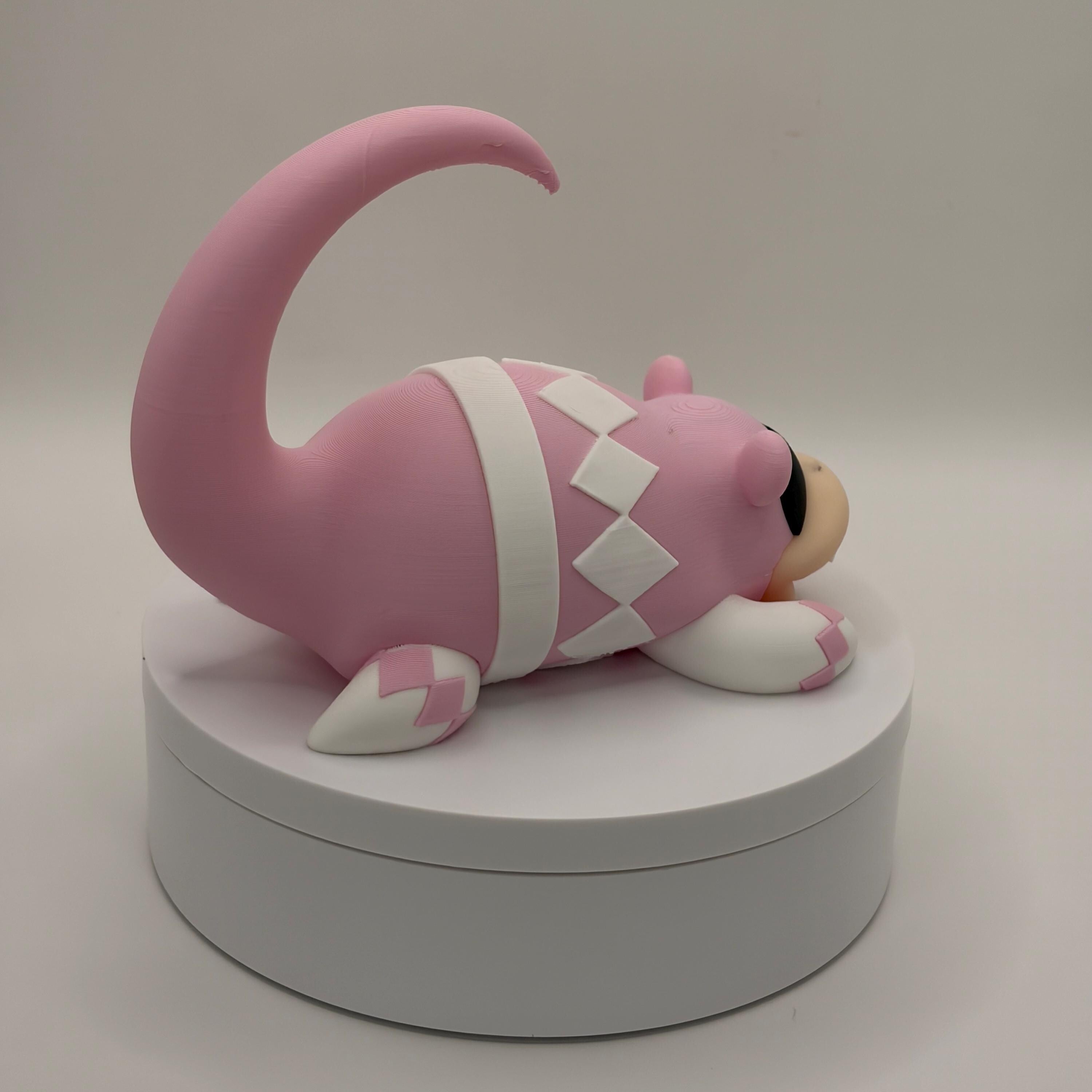 Pink Power Ranger Slowpoke Figurine, 3D Printed Pokemon Fusion, Cute Anime Collectible, Unique Gamer Gift - Licensed