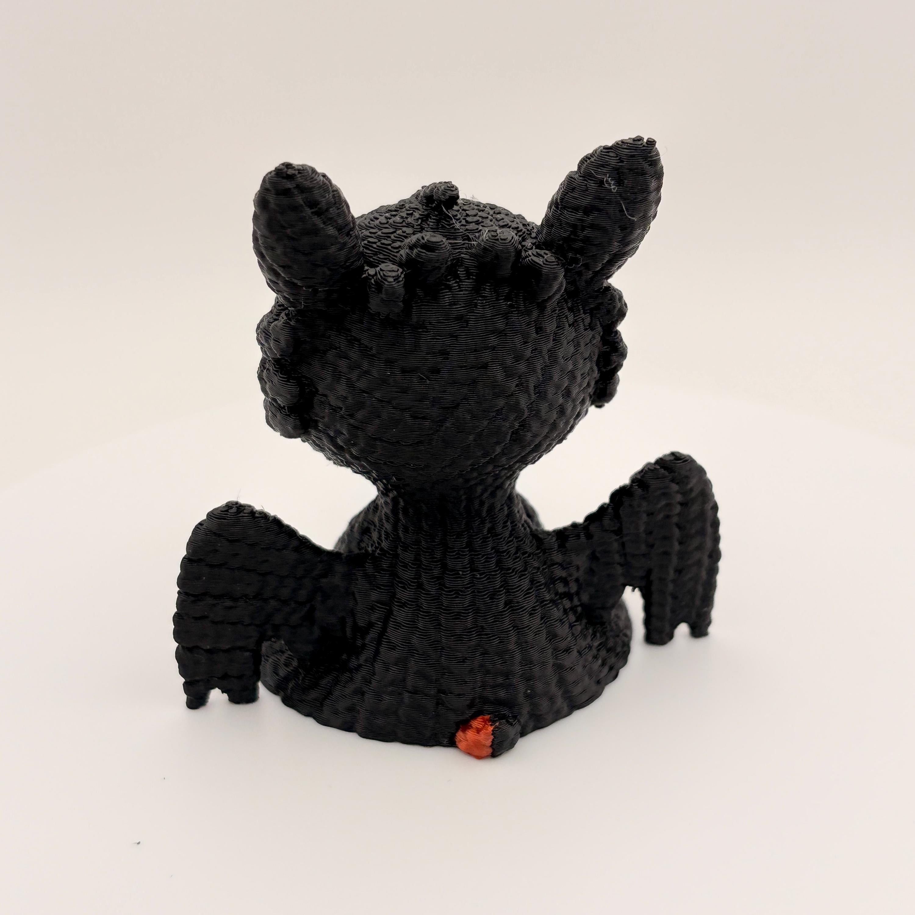 3D Printed Mini Dragon Figure, Night Fury Inspired, Desk Decor