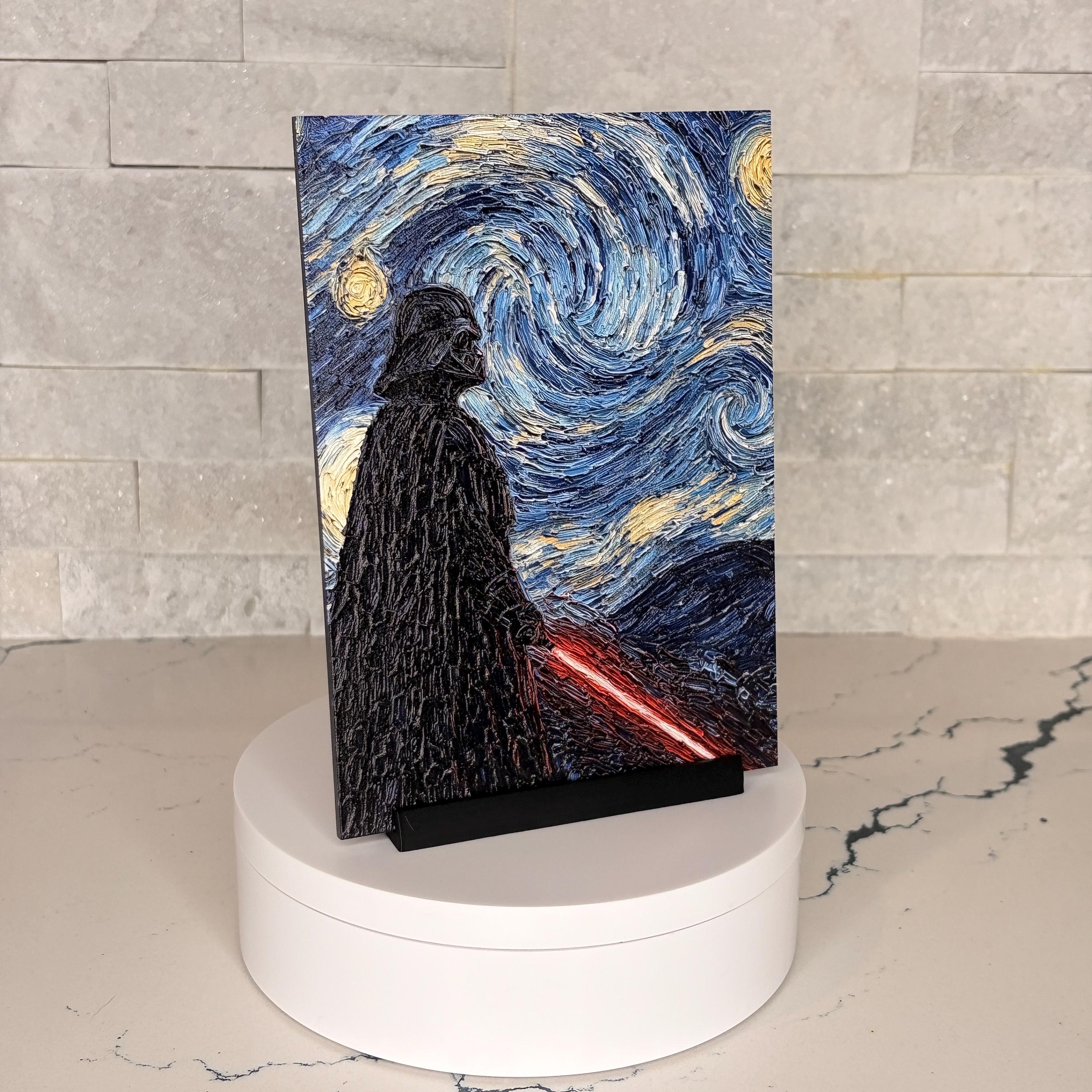 Darth Vader Starry Night Textured Acrylic Artwork, Raised UV Print Wall Decor