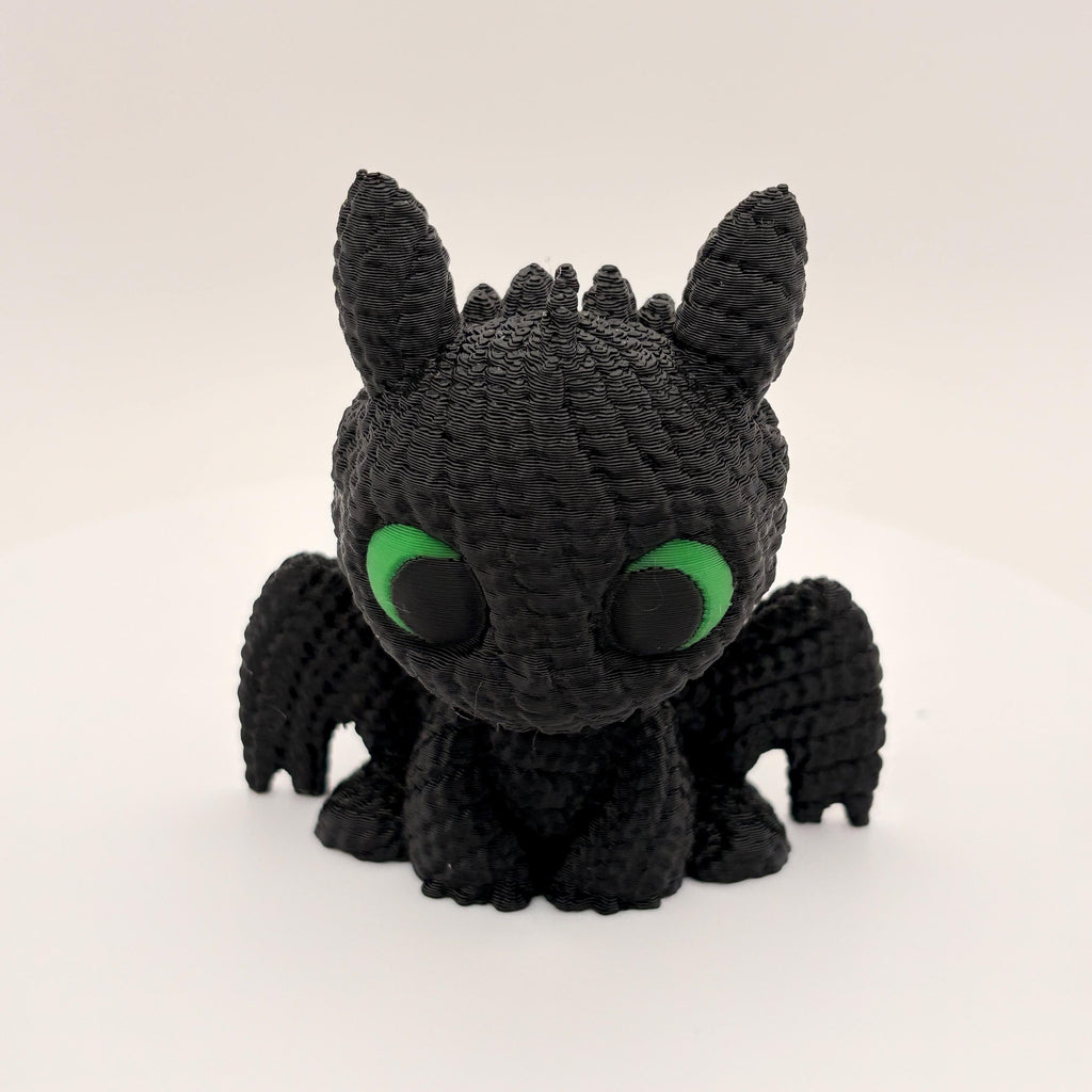 3D Printed Mini Dragon Figure, Night Fury Inspired, Desk Decor