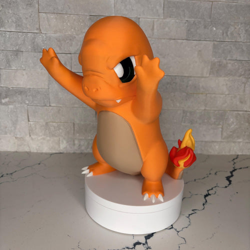 Charmander GrumpyMon Pokémon Statue, 3D Printed Figure, Licensed Large Desk Decor Pokémon Collectible Gamer Gift