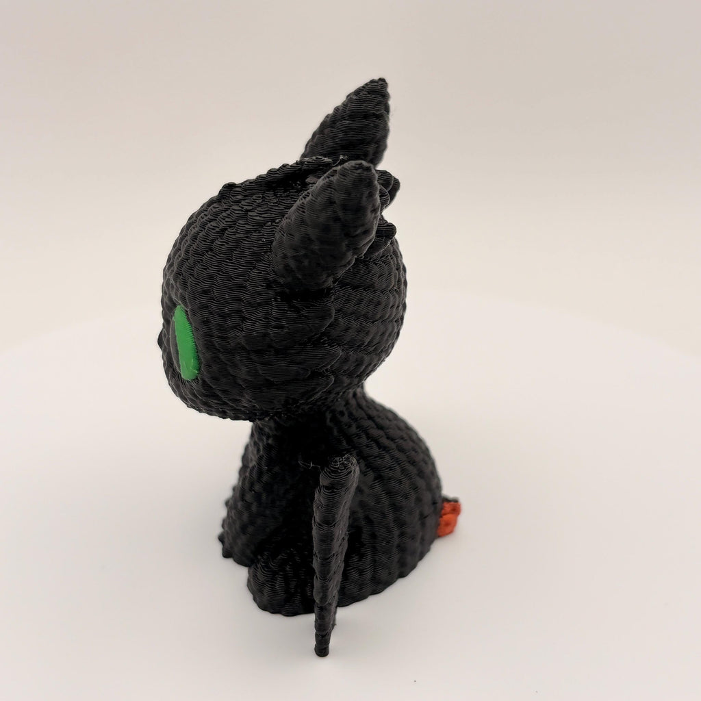 3D Printed Mini Dragon Figure, Night Fury Inspired, Desk Decor