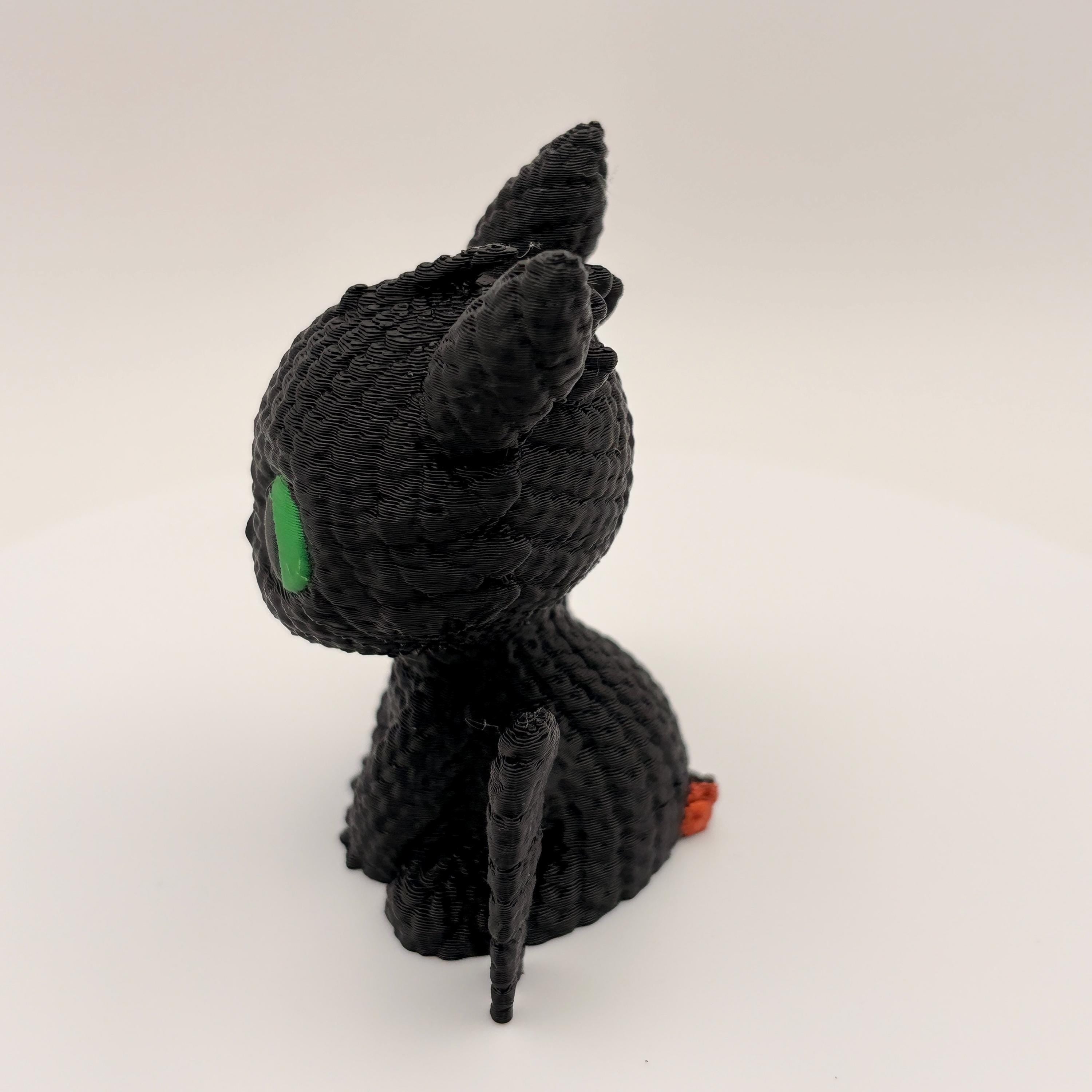 3D Printed Mini Dragon Figure, Night Fury Inspired, Desk Decor